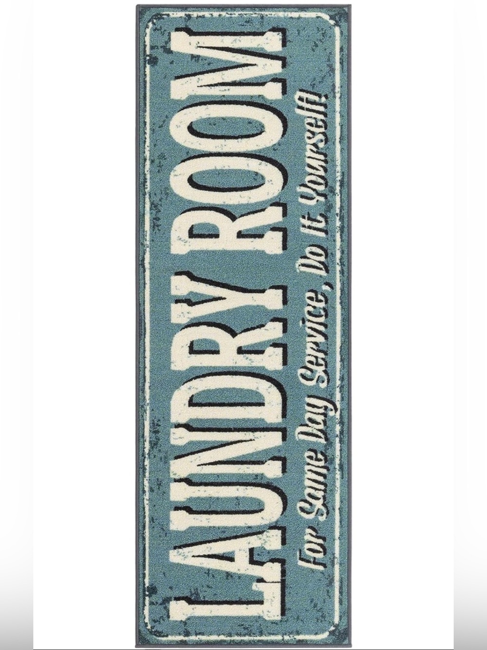 Machine Washable Text Design Rug Non-Slip Rubberback 2x5 Laundry Room